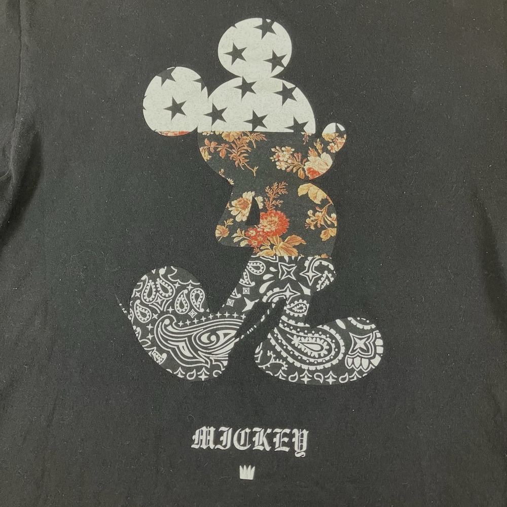 Disney by NEFF Womens Black Mickey Mouse Star Floral Paisley Character Shirt M